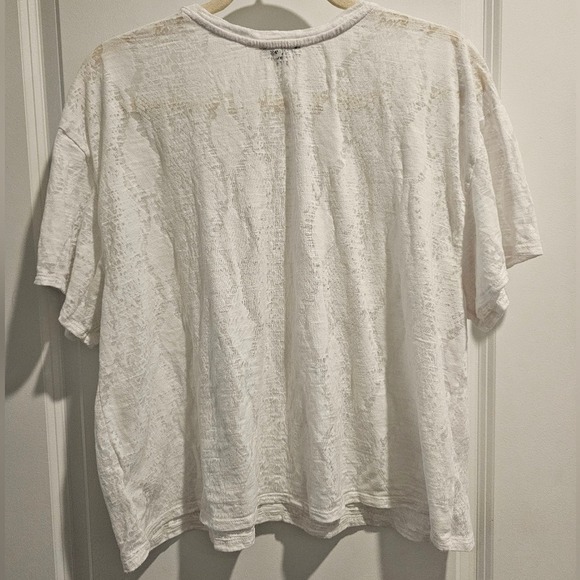 sz XL Express White Boxy‎ Short Sleeve Sheer Snakeskin Print Tee Summer Spring - Picture 9 of 13